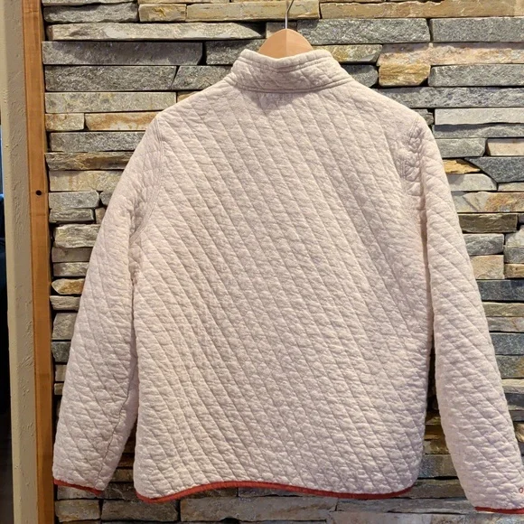 Quality Orvis Quarterzip In Quilted Tan Color, Rust Color Accents. Size L - Picture 4 of 4